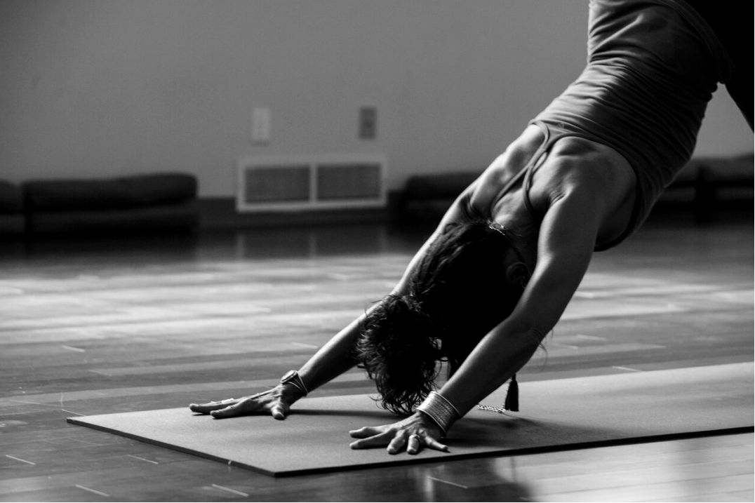 Prenatal yoga class in session